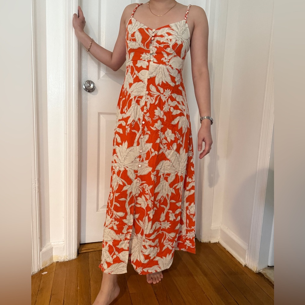 Monteau Orange and White Spaghetti Strap Sundress